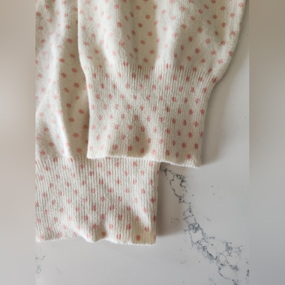 Banana Republic Silk Blend Cardigan L White Pink Polka Dots - Picture 7 of 8
